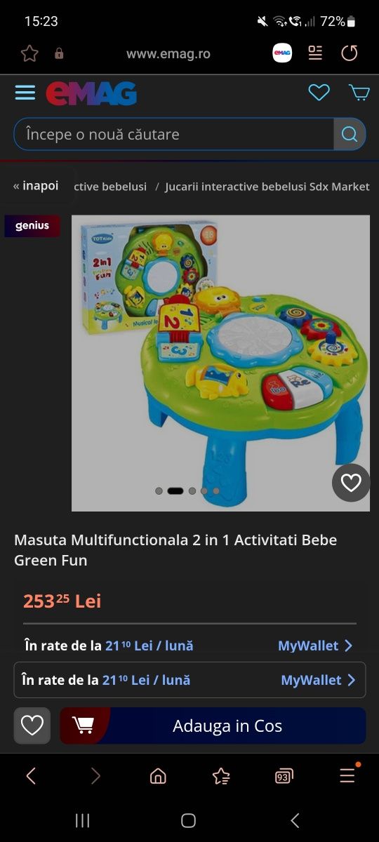 Jucarie interactiva bebe 2 in 1 , masuta multifunctionala