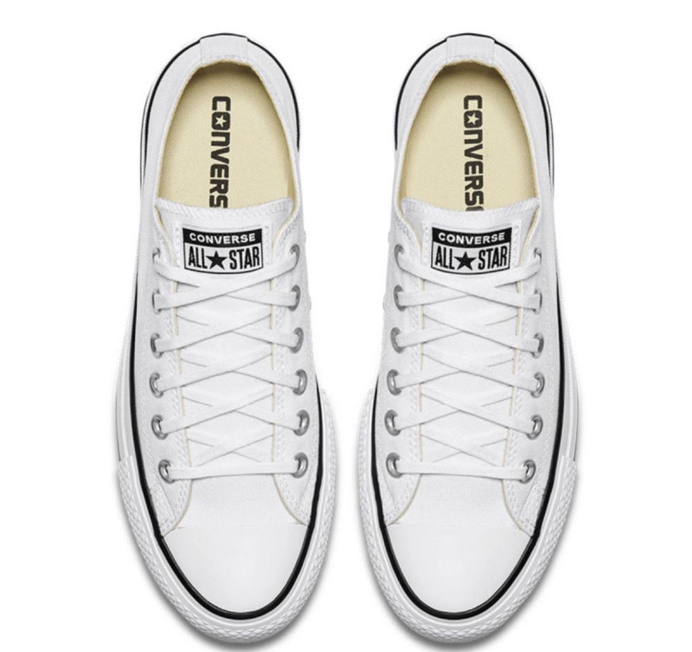 Converse Chuck Taylor бели кецове с дебела подметка