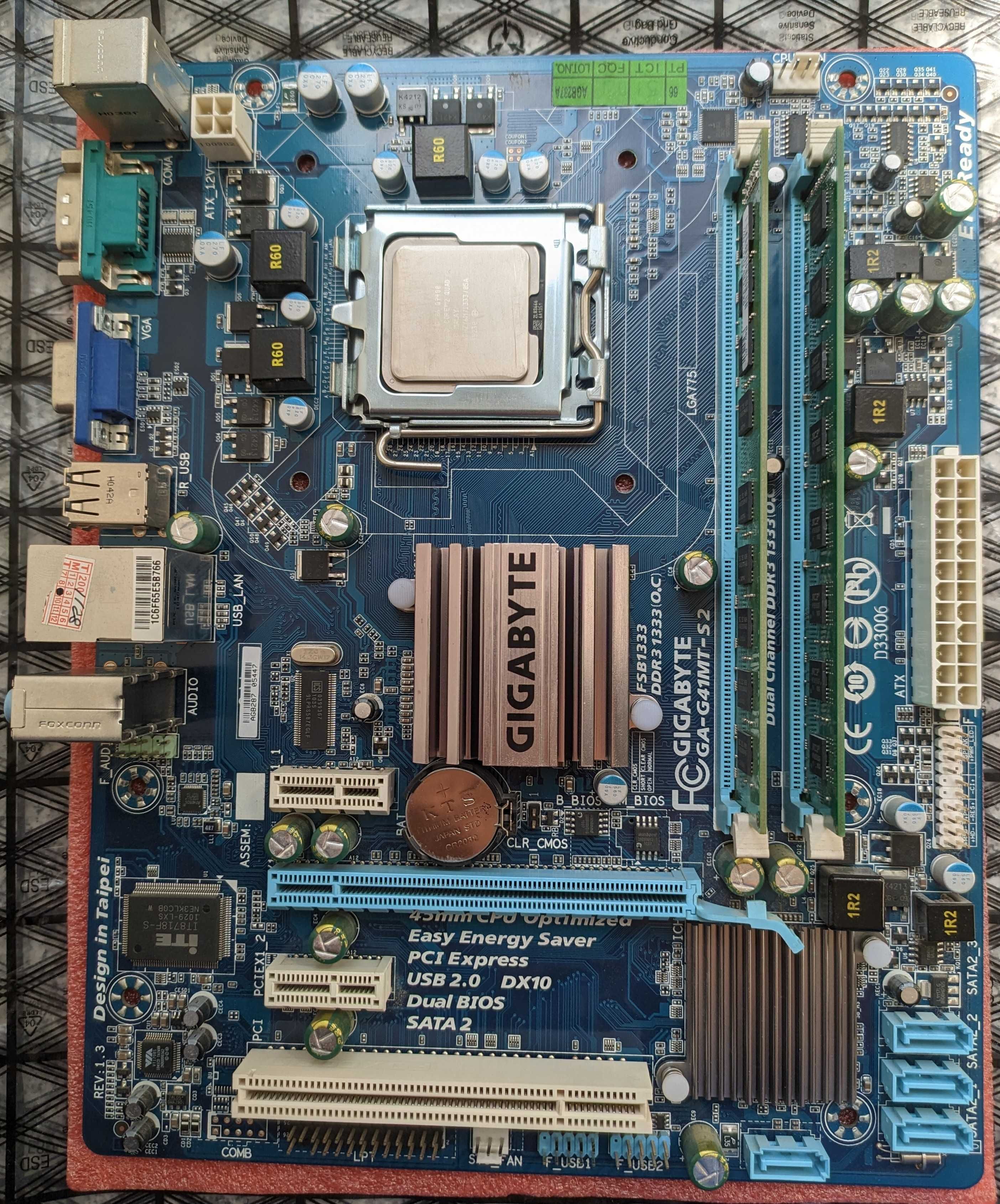 Материнская плата Gigabyte + CPU (with cooler) + RAM