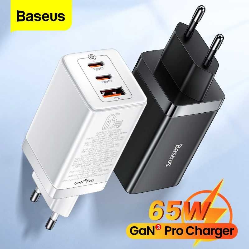 Baseus GaN3 Pro 65W Fast Charger 2C+U Three Ports With 100W Cable