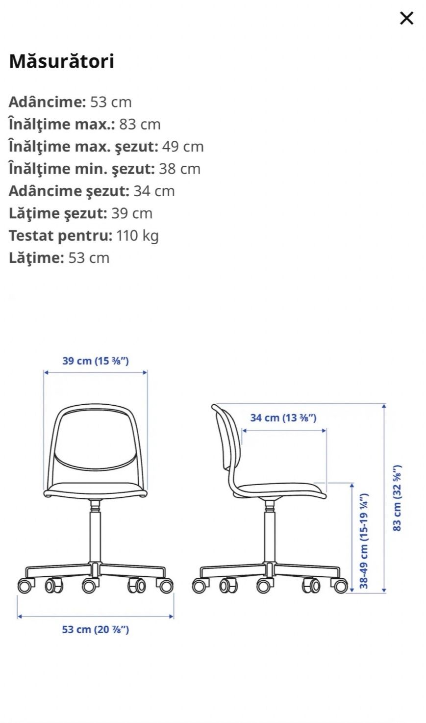 Scaun birou copii, marca Ikea