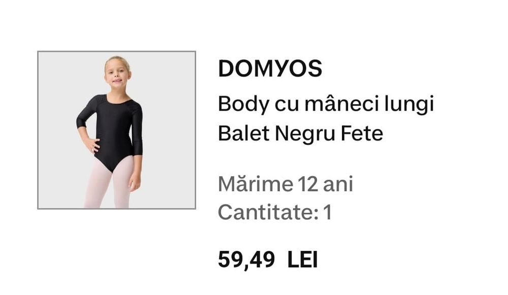Body 12 ani  și demi-poante 38 balet fete