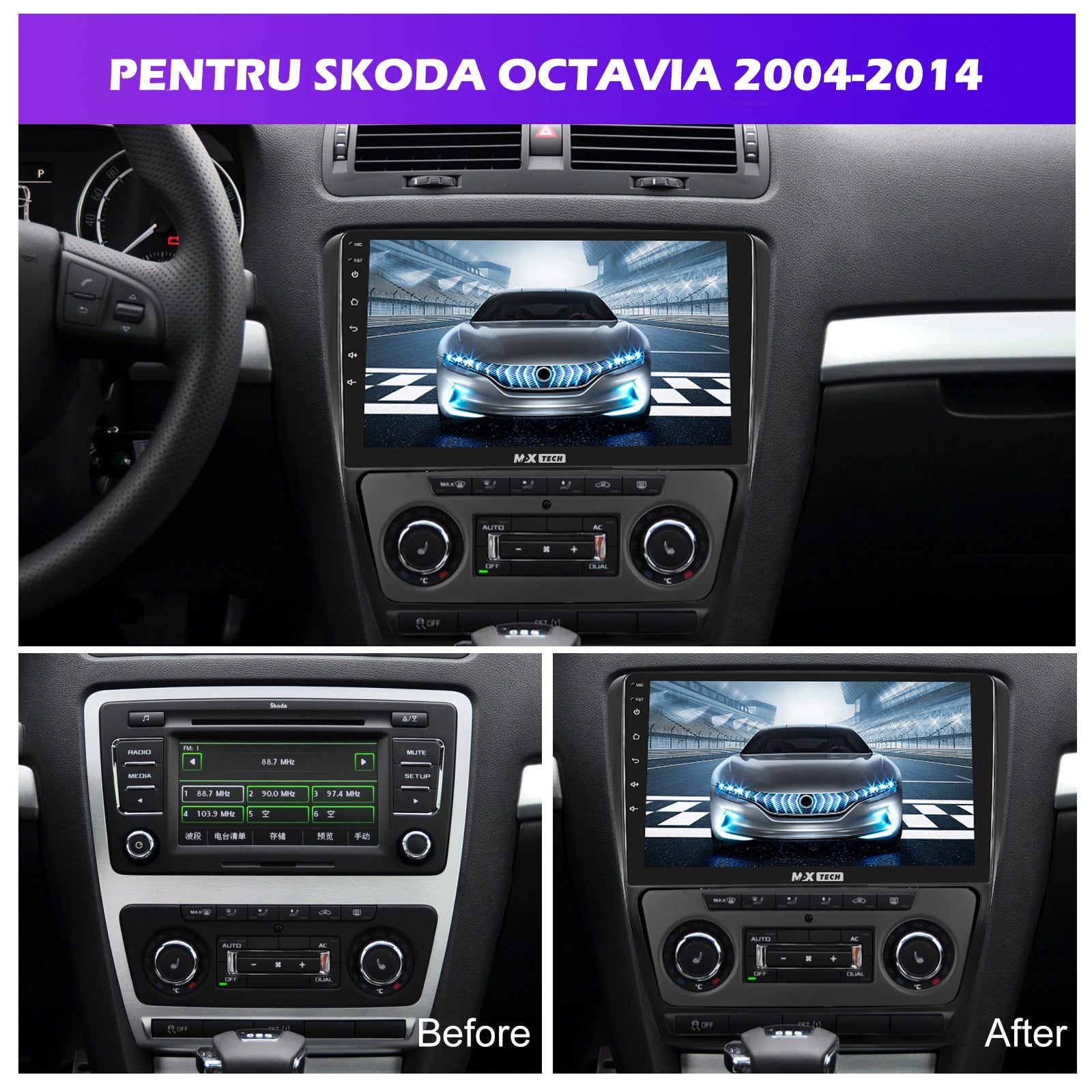 Navigatie Skoda Octavia dedicata Android Android 4GB Ram WiFI GPS BT