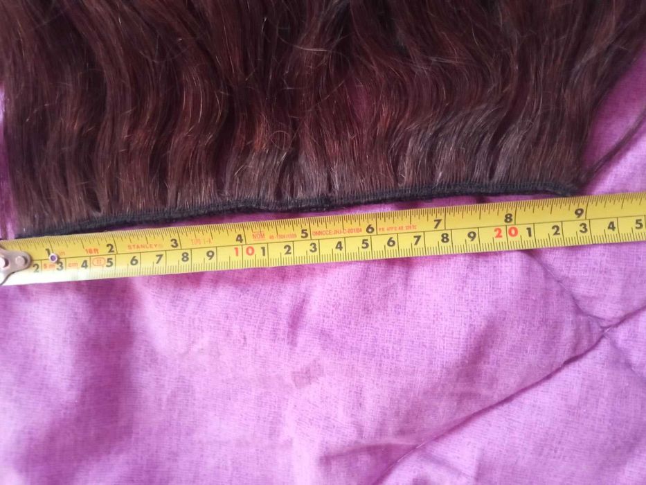 100% естествена коса, на редове, 150г-65см, екстеншъни, тъмно кестеняв