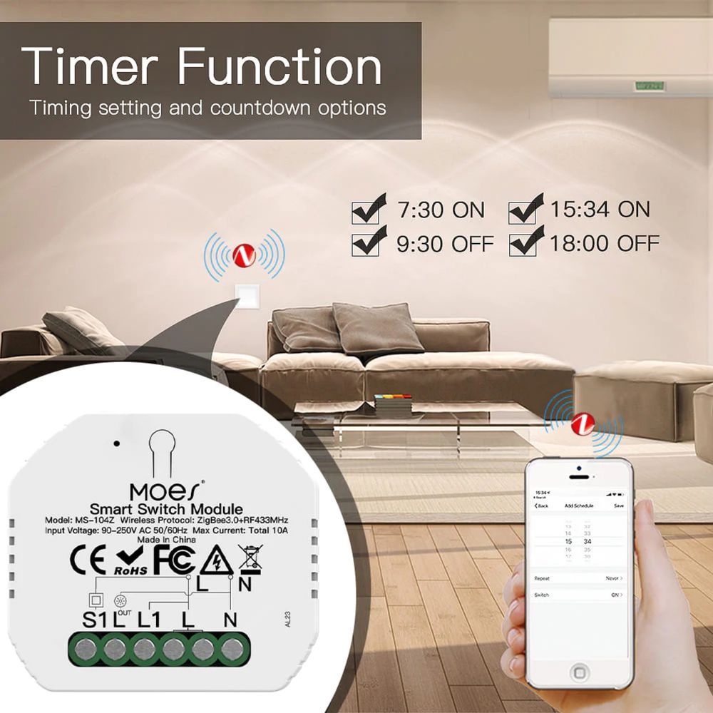 MOES Tuya ZigBee 3.0 RF Switch Module, Smart Light Switch Module