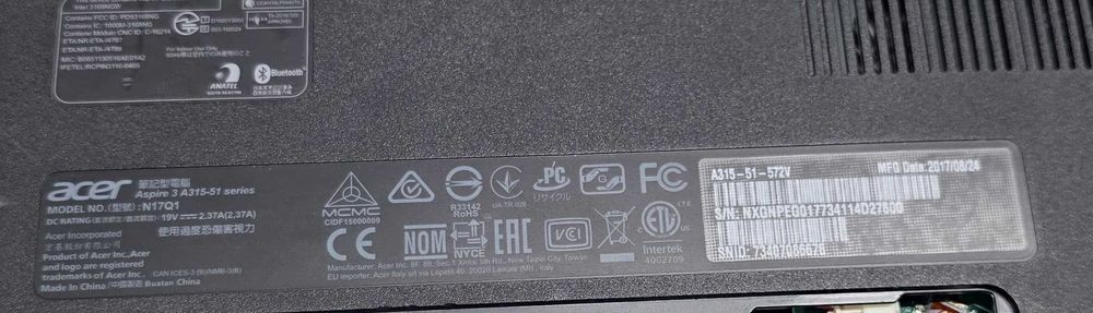 Laptop core i5 gen 7 Acer Aspire 3 A315-51 functional-balamale rupte