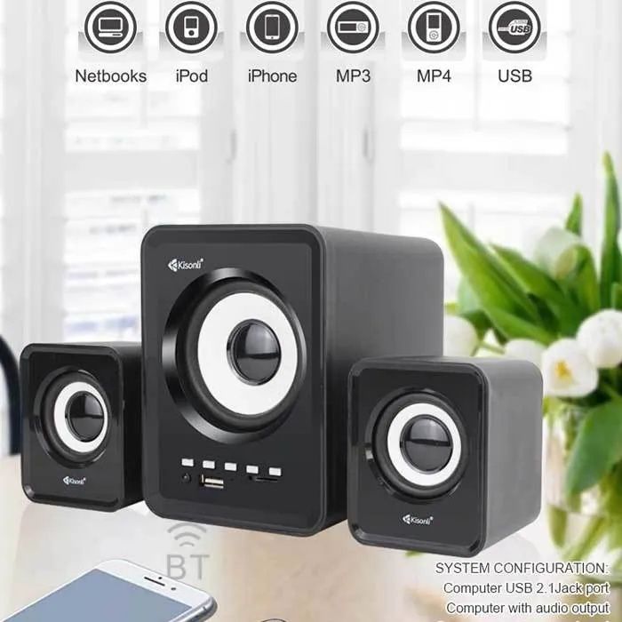 Kisonli U-2800BT Multimedia Wireless USB 2.0 Bluetooth Speaker