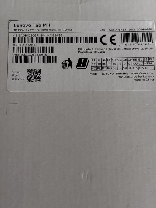 Tablet Lenovo Tab M11 4G+Pen+Case 128GB 4GB RAM