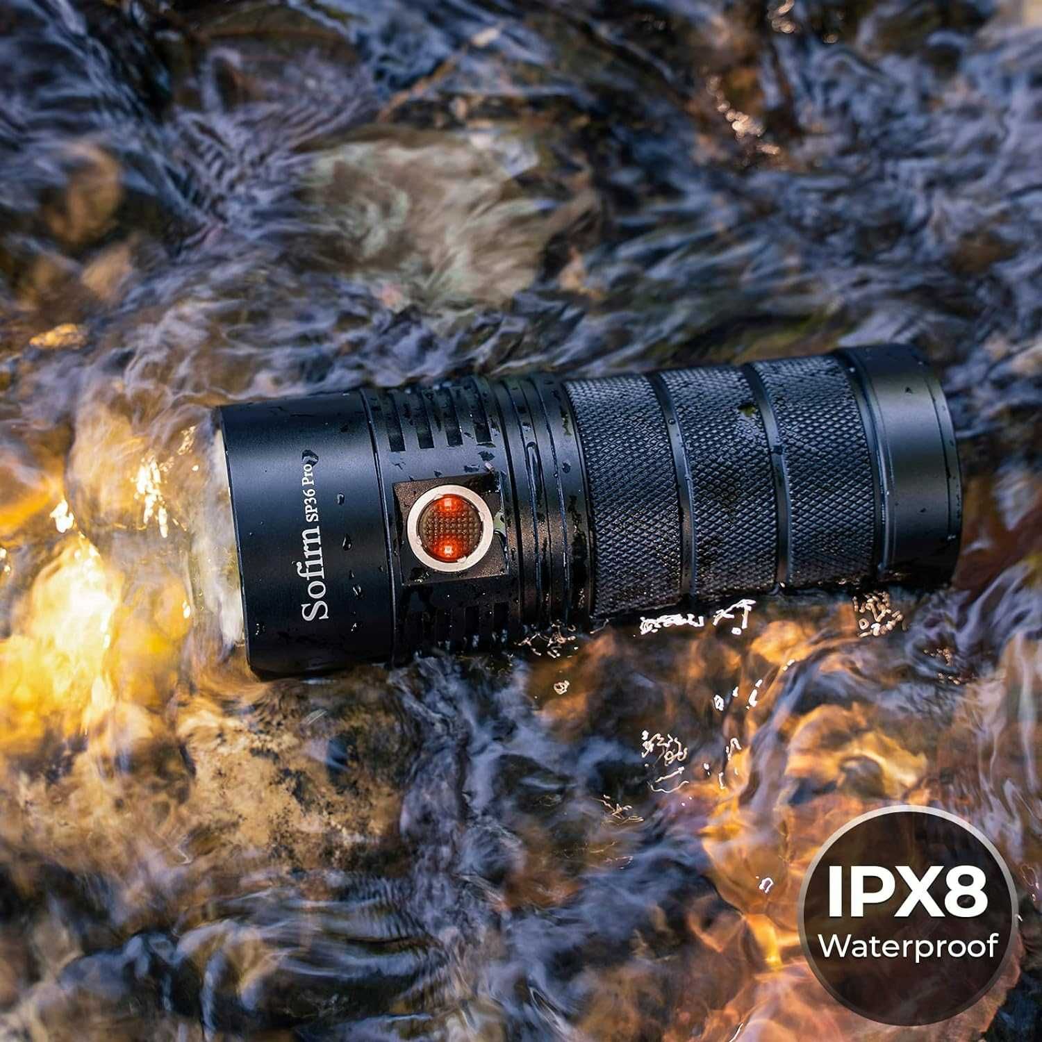 Sofirn SP36 Pro Rechargeable LED Flashlight 8000 Lumen IPX8 Waterproof