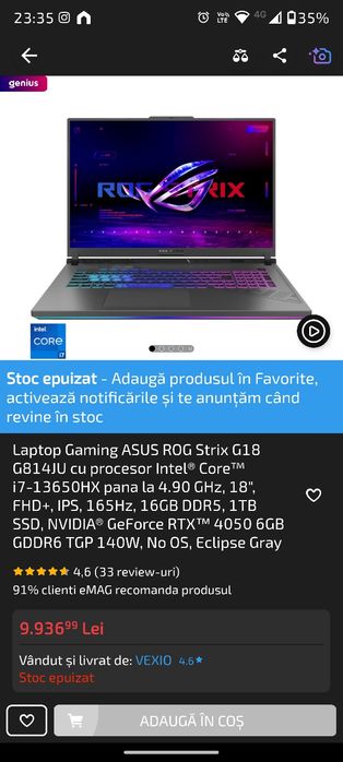 Laptop Gaming ASUS ROG Strix G18 G814JU