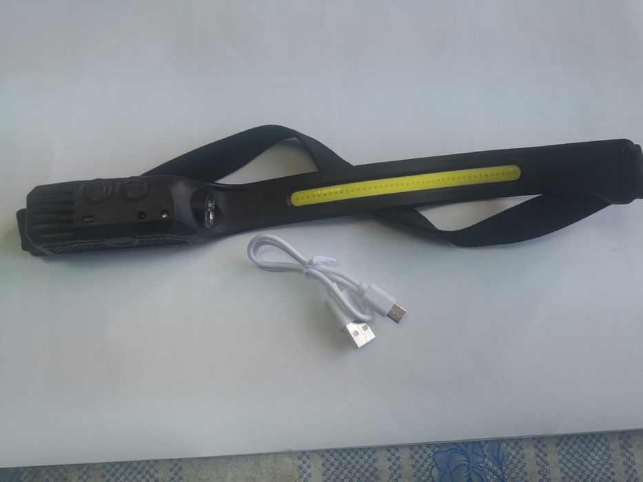 Lanterna frontala cu banda led alb si rosu + xpe si senzor de miscare