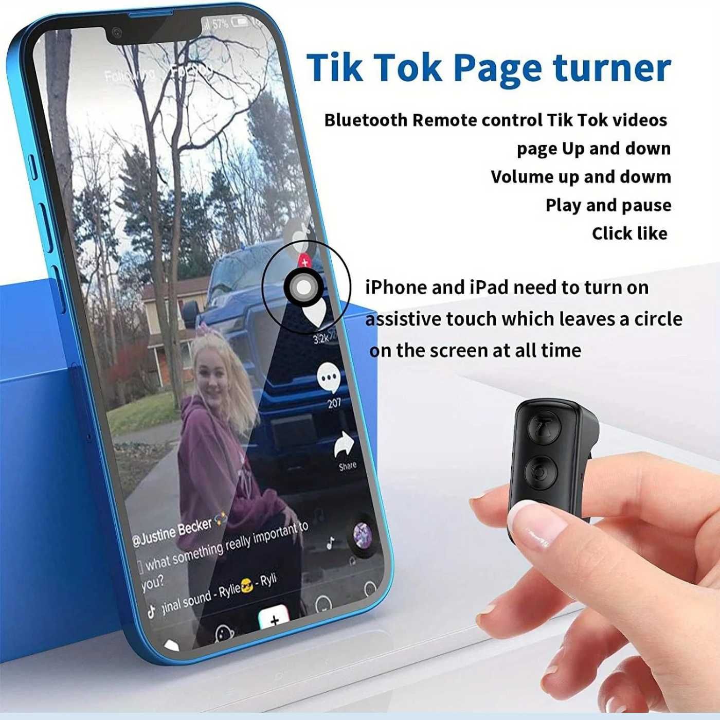 Tik Tok Controller,inel/telecomandă selfie/telefon