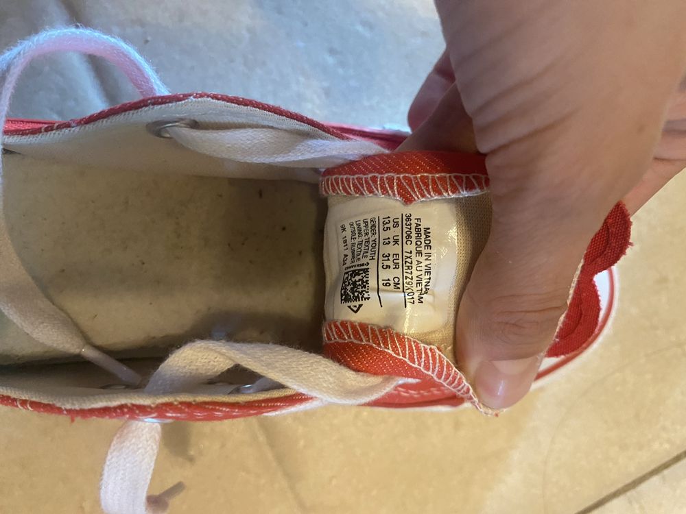 Червени детски кецове converse, 31.5 ном