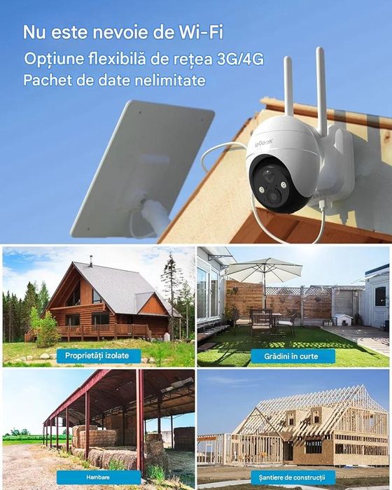 Cameră supraveghere solara  ieGeek 4G exterior 360° SIM CARD NOUA