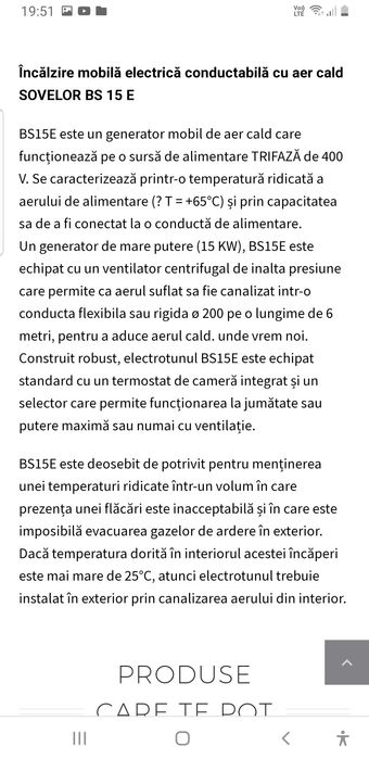 Aeroterma trifazica 15 kw Sovelor