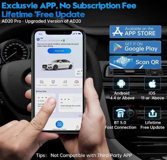 Автодиагностичен тестер Xadvancer  Xtool AD20 Pro, безжичен