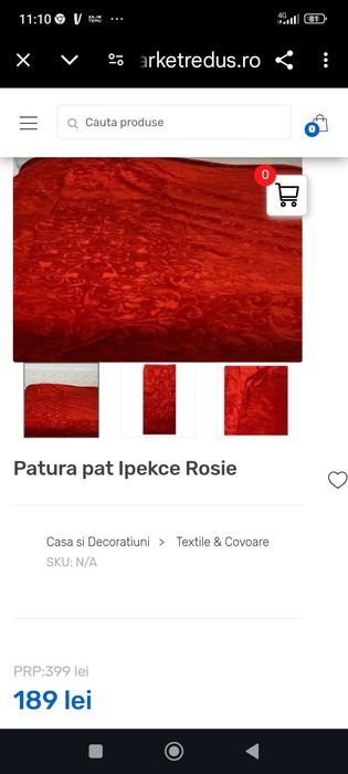 Pătură roșie groasă de lux 2 fețe