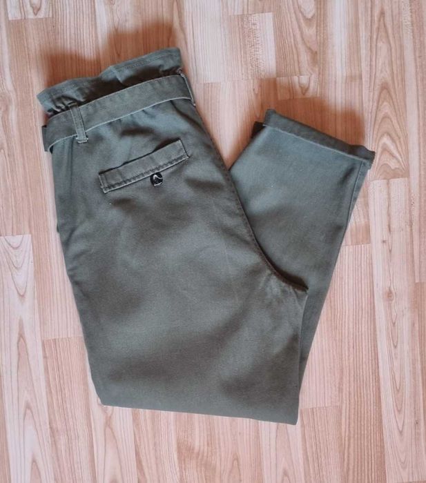 Jeansi verde army, talie inalta, elastica, marimea 46, bumbac 100 %