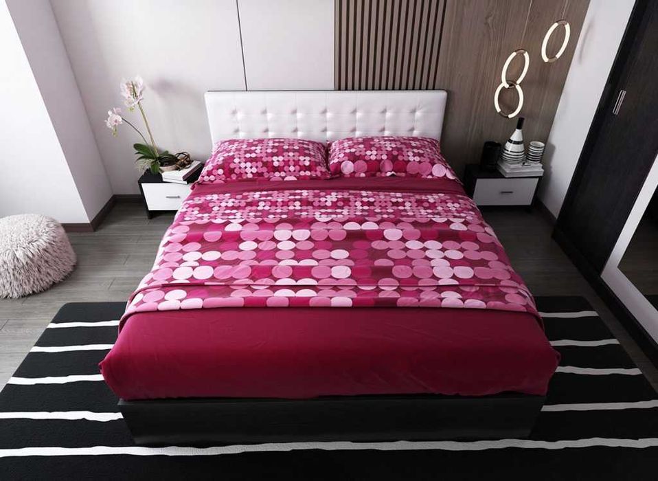 Set Mobila Dormitor Bingo F Tapitat Alb – 4 piese