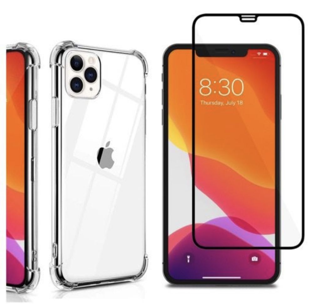 Iphone 11 11 PRO MAX Husa Silicon Colturi Solide si Folie Sticla