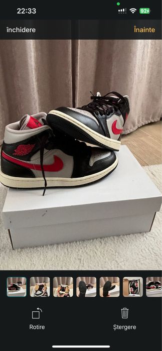 Nike air jordan 1 Mid in culorile negru, rosu, gri