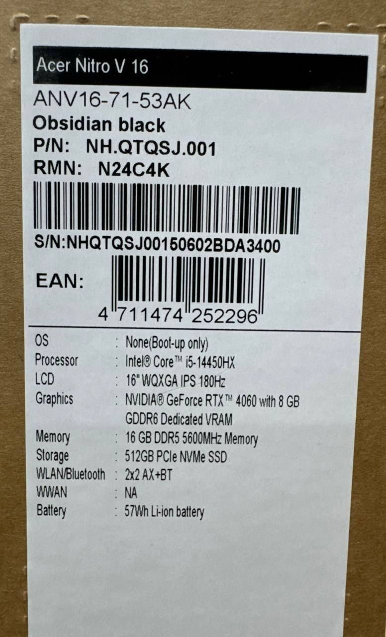 ACER  Nitro V 16 (KOREA) Intel Core i5-14450HX
