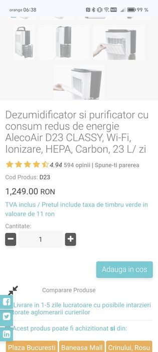 Dezumidificator Alecoair D23