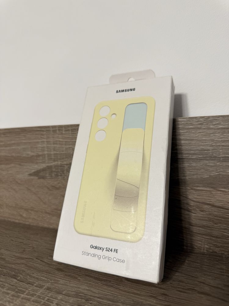 Husă standing grip case originala Samsung Galaxy S24 FE EF-GS721 lemon
