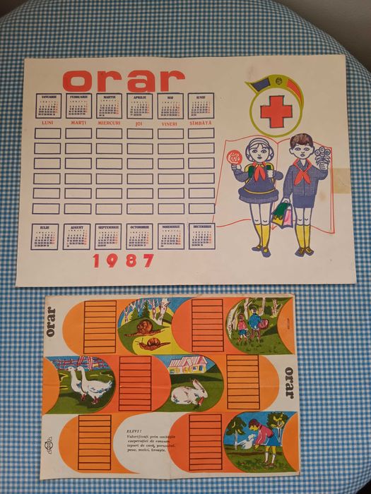 Orar scolar de pionier, vechi de colectie ,Perioada comunista RSR