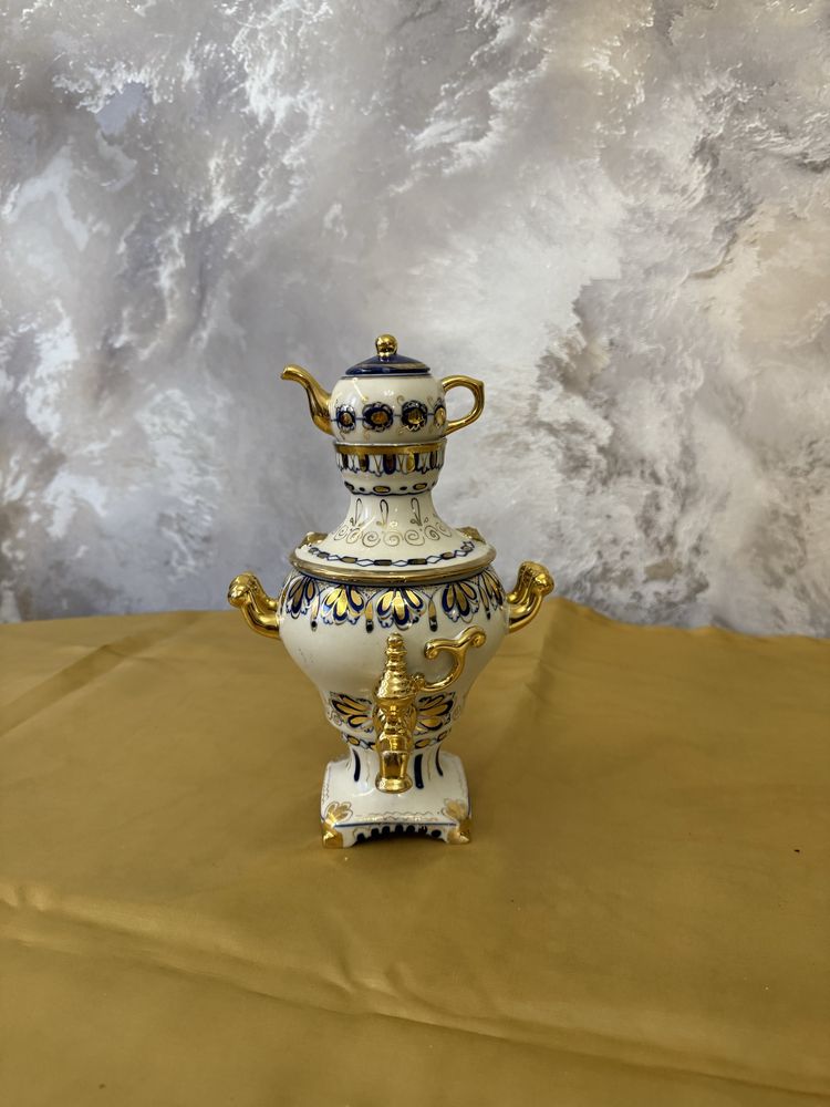 Керамический самовар,Гжель