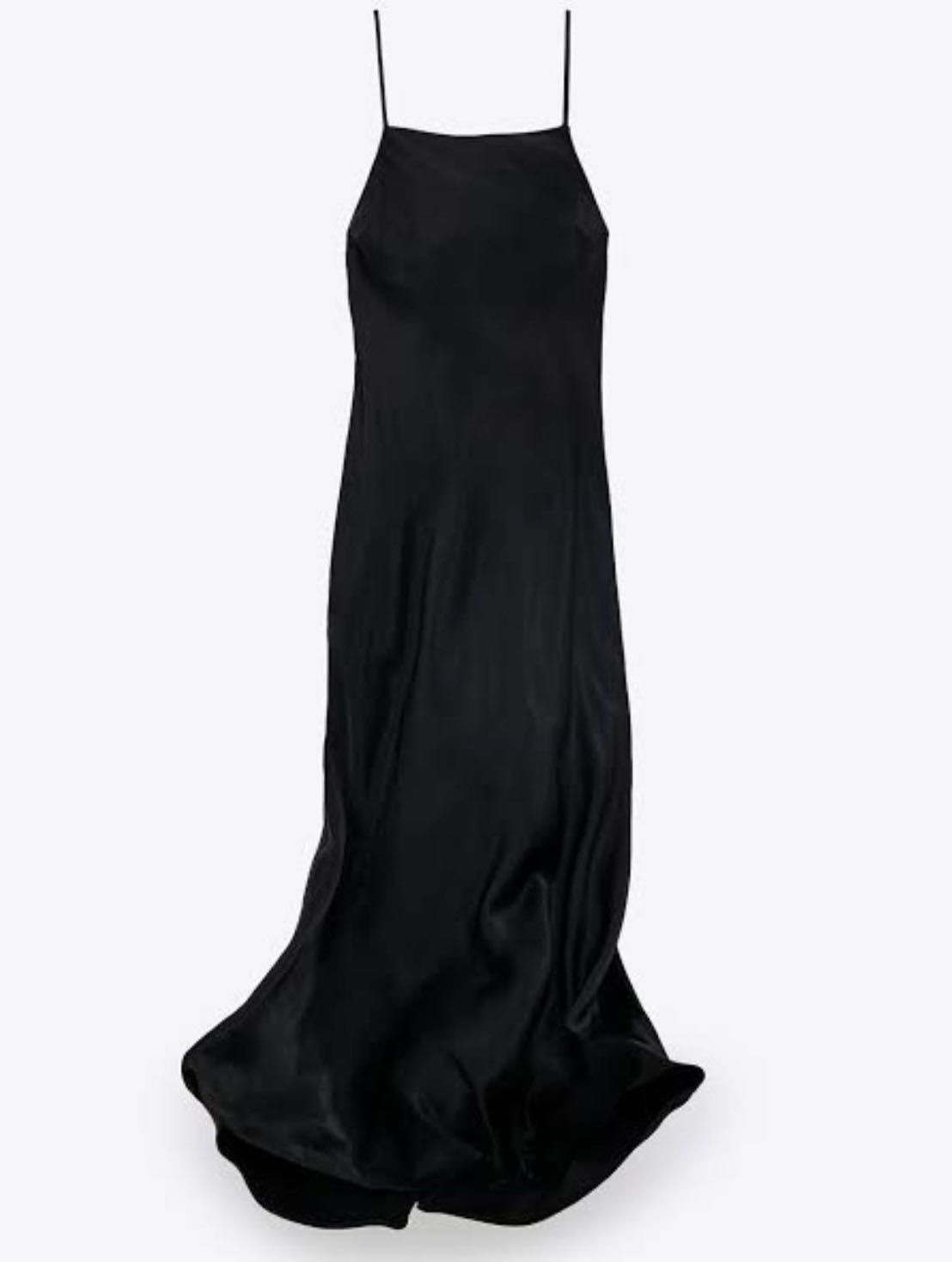 Rochie neagră Zara satin nouă cu etichetă