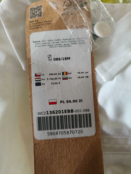 Coccodrillo camasa baieti 086/18 alba maneca scruta - nepurtat