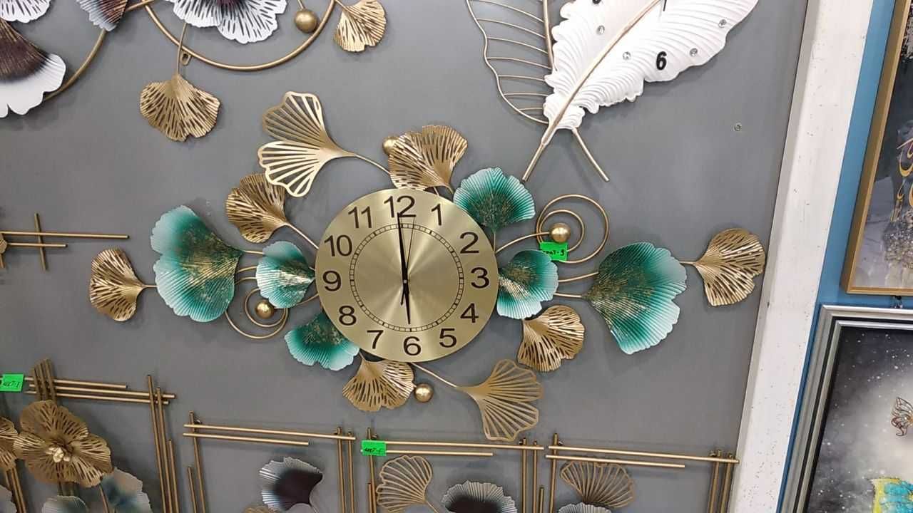 Настенные часы Gold в виде листьев-40х90 см Золото Доставка бесплатно