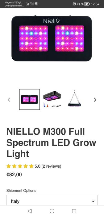 Proiector panou LED UV  Niello M-300 de 300w cu spectru complet