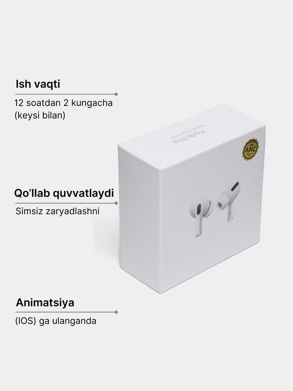 Simsiz quloqchinlar airpods pro, sensorli shovqinni kamaytiradigan ANC