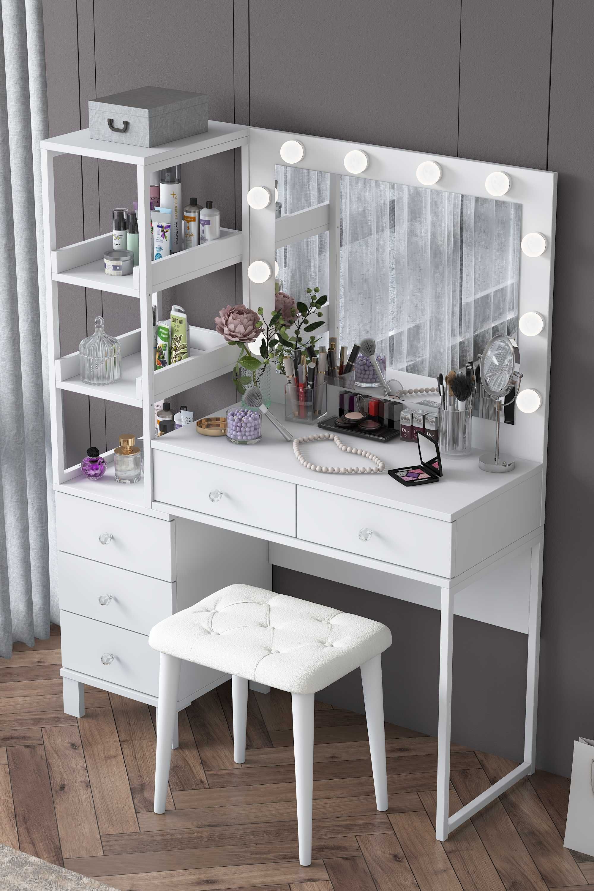 Тоалетка с Огледало и LED Осветление Puzzle-home 3852