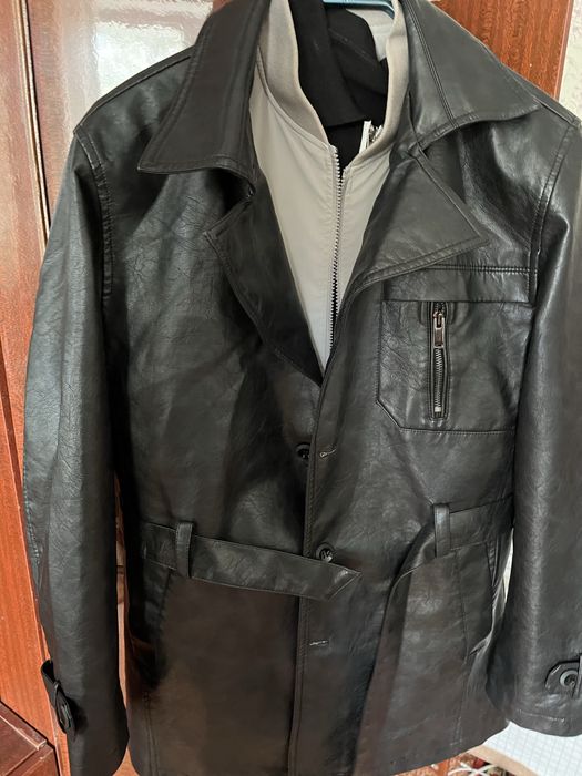 Плащ тренч кожанная