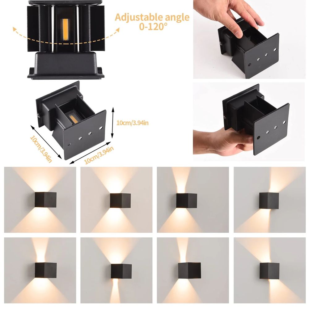 LED фасадна лампа-модерна, водоустойчива стенна лампа с регулируем лъч