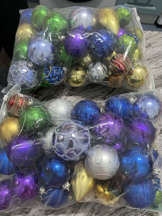 Пакеты елочных игрушек новогодние