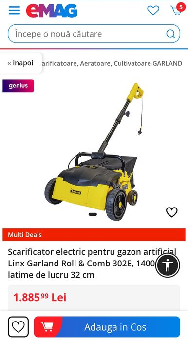 Scarificator electric pentru gazon artificial Linx Garland Roll & Comb