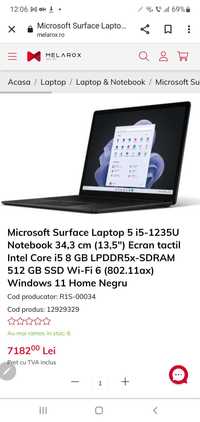 Microsoft Surface Laptop 5 13.5 12TH Core i5 8GB/512GB nou sigilat!