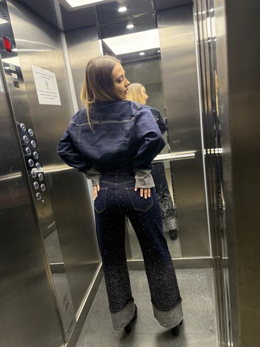 Сет дънки и дънково яке с камъни