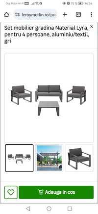 Set mobilier gradina Naterial Lyra, pentru 2 persoane, aluminiu/textil