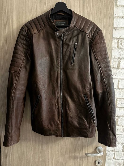 Geaca din piele Jack&Jones, maro, L