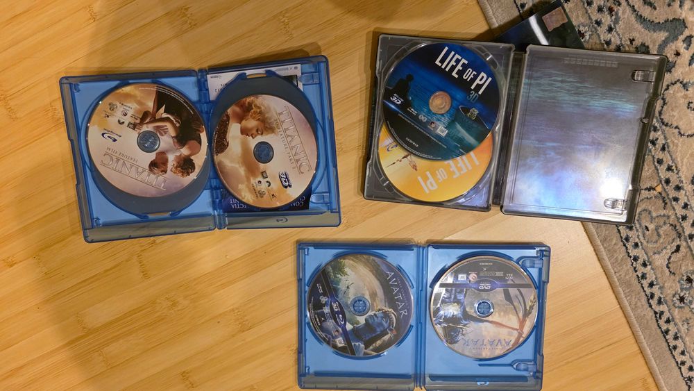 DVD 3D Titanic, Avatar, Life of Pi