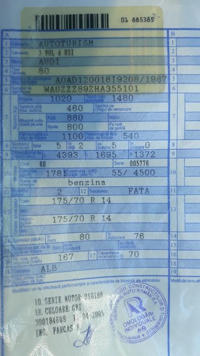 Vand Audi 80 1.8 1987