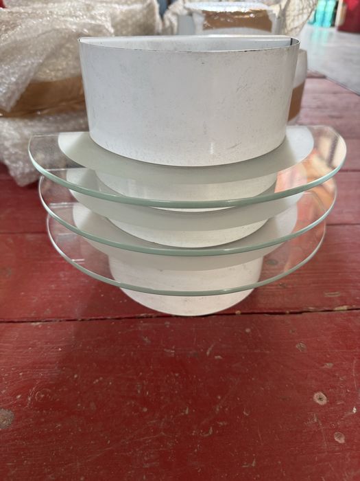 Lustre de Perete cu 3 Rânduri de Geam din Sticlă Albă – Set 5 Bucăți