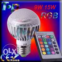 Bec LED RGB 9W telecomanda program schimbare culoare