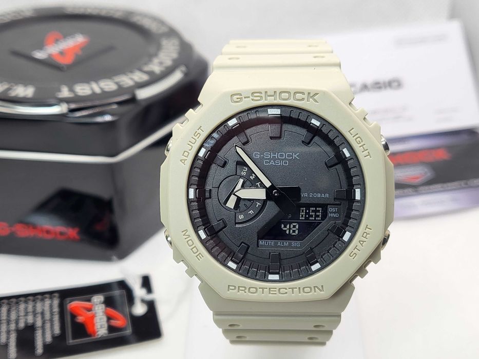 Ceas Sport Casio G-Shock GA-2100 5Aer Bej – Nou, Garanție 2 Ani