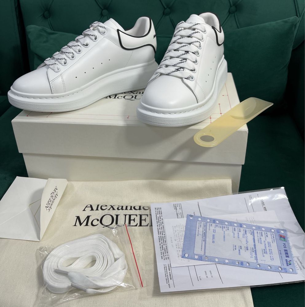 Adidasi Alexander Mcqueen Exposy albi negri piele naturala